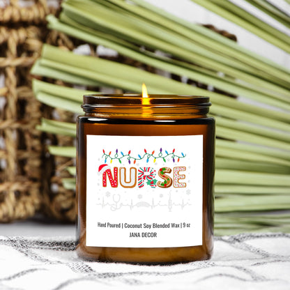 Nurse Christmas Candle - Amber Jar 9oz