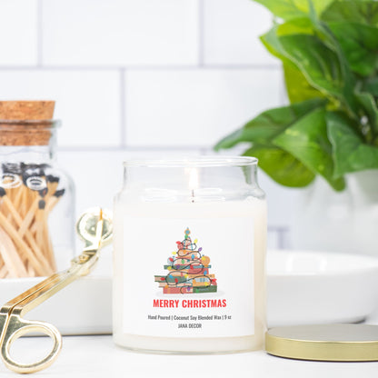 Merry Christmas Book Lover Candle - Apothecary Jar 9oz