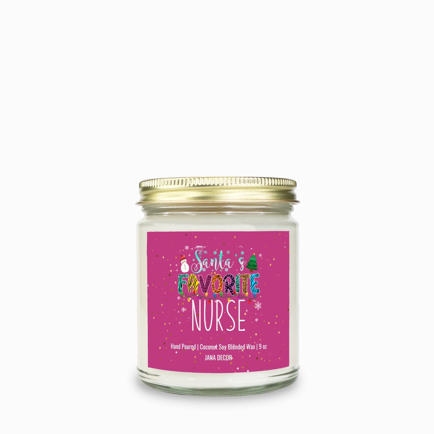 Santa's Favorite Nurse Candle - Clear Jar 9oz