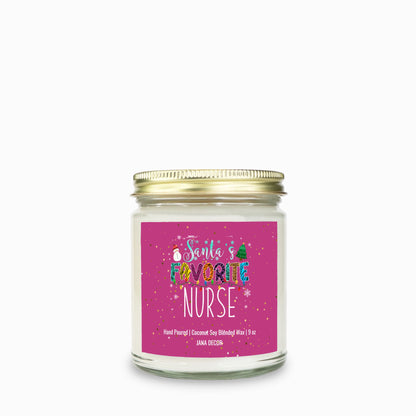 Santa's Favorite Nurse Candle - Clear Jar 9oz