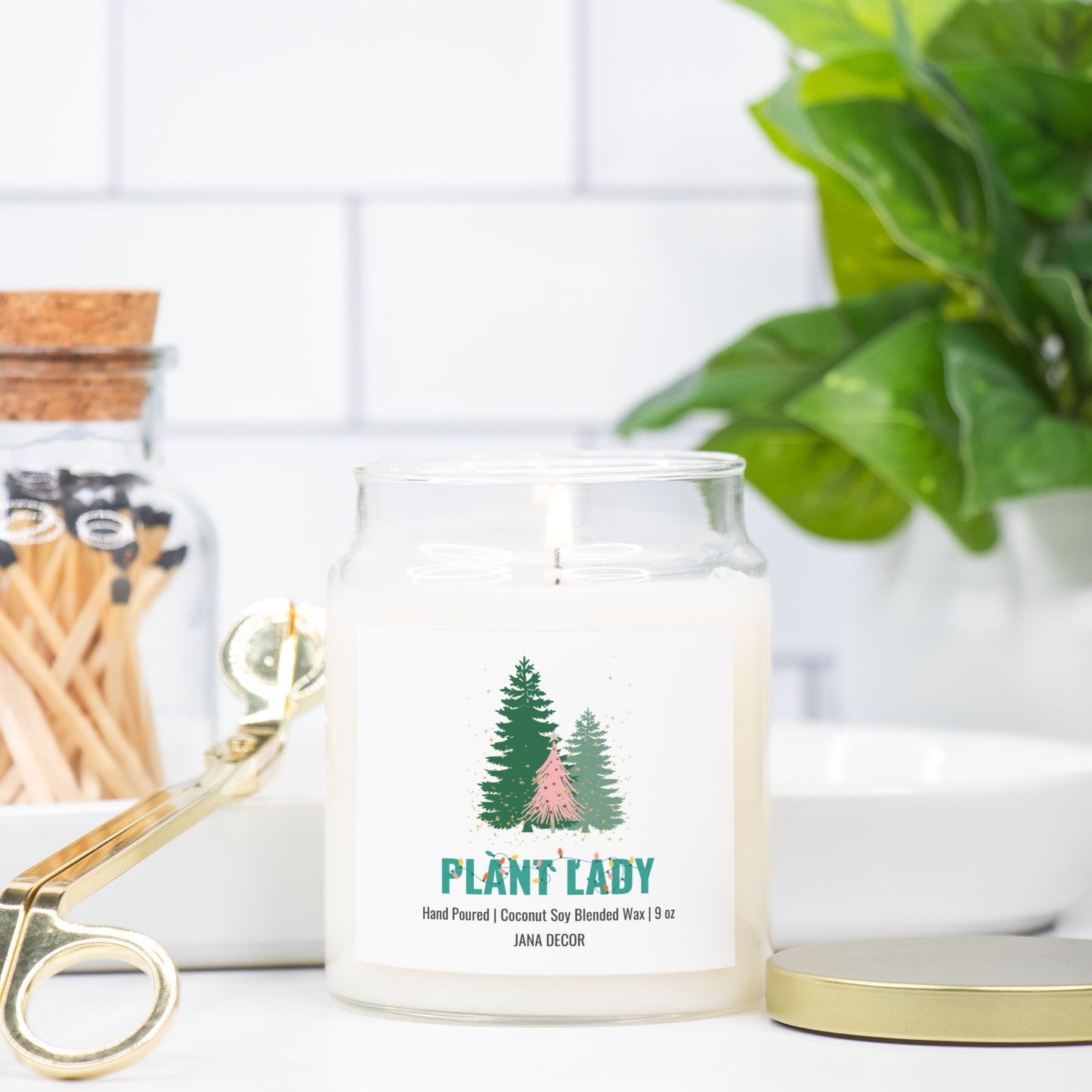 Plant Lady Christmas Candle - Apothecary Jar 9oz