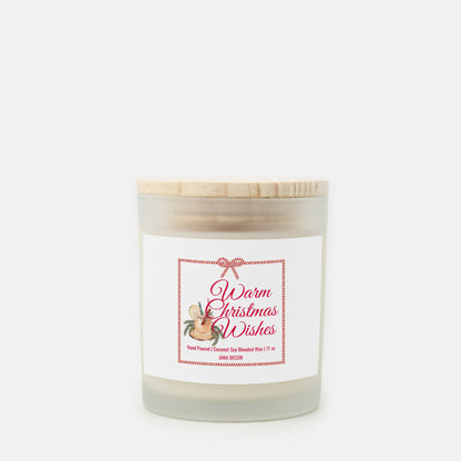 Warm Christmas Wishes  Christmas Candle - Frosted Glass (Hand Poured 11 oz)