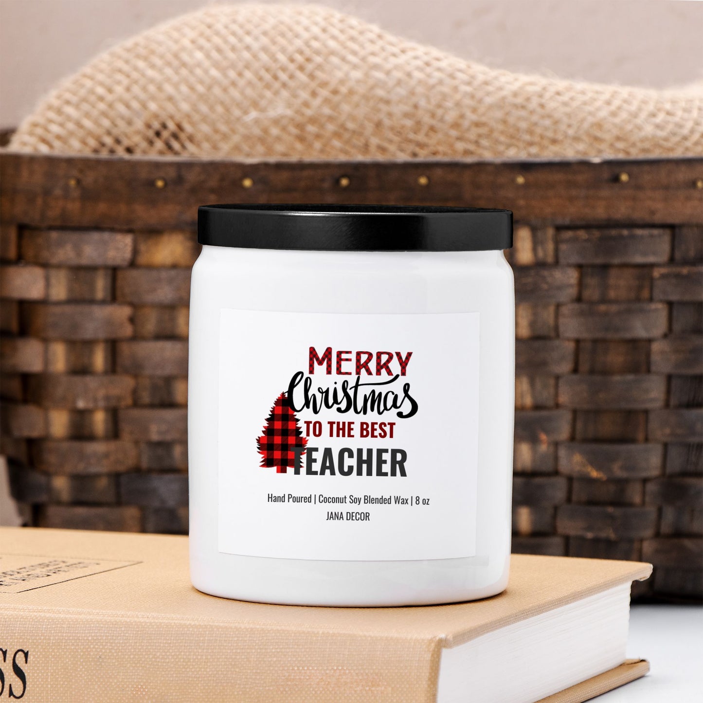 Teacher - White Ceramic Jar Christmas Candle 8oz