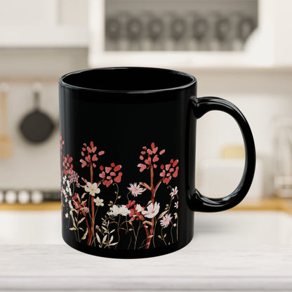 Fall Florals - Black Ceramic Mug (11oz, 15oz)