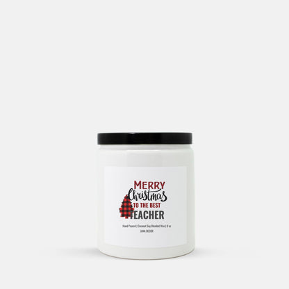 Teacher - White Ceramic Jar Christmas Candle 8oz