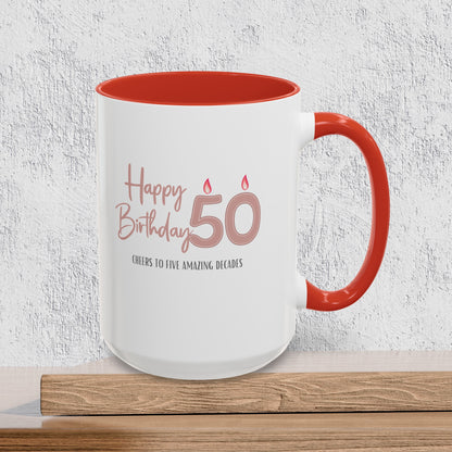 Happy 50th Birthday - Accent Ceramic Coffee Mug