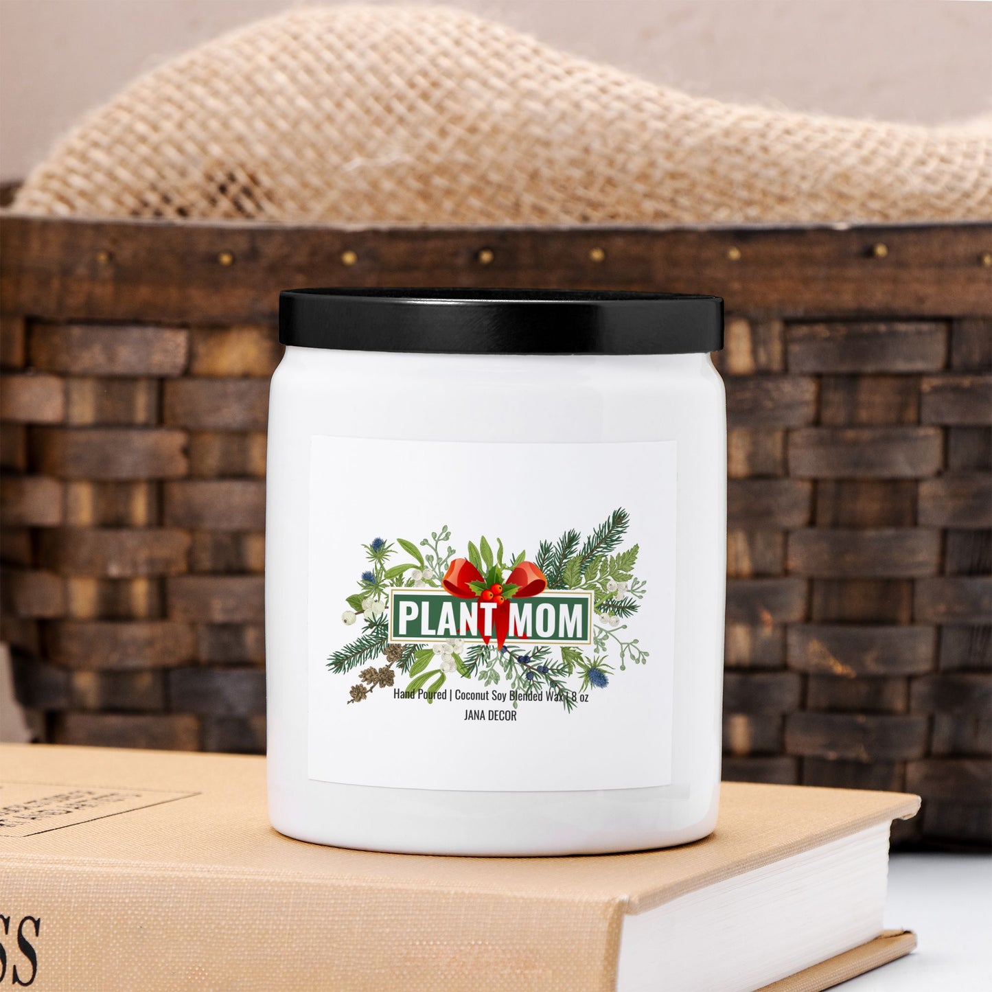 Plant Mom - White Ceramic Jar Christmas Candle 8oz