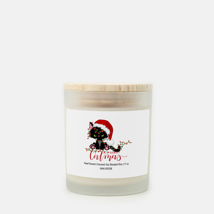 Merry Catmas Candle - Frosted Glass (Hand Poured 11 oz)