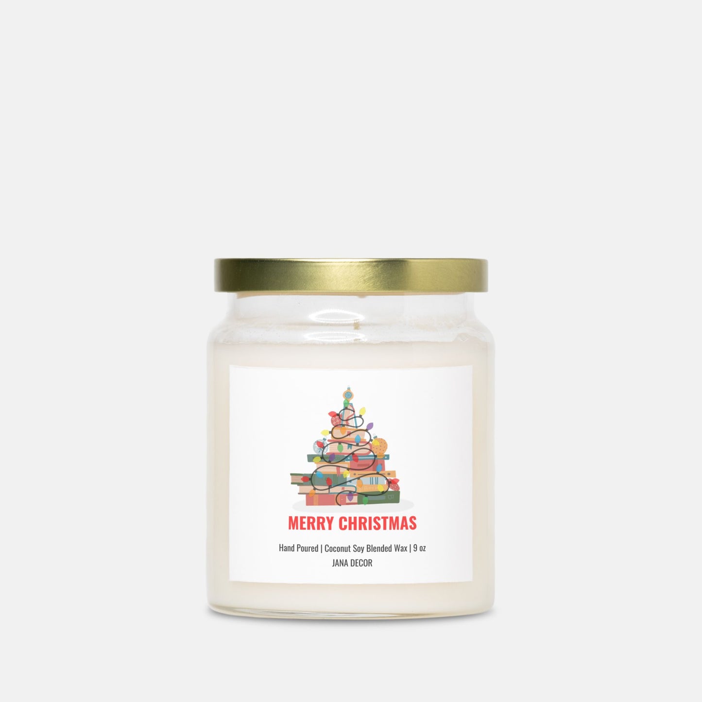 Merry Christmas Book Lover Candle - Apothecary Jar 9oz