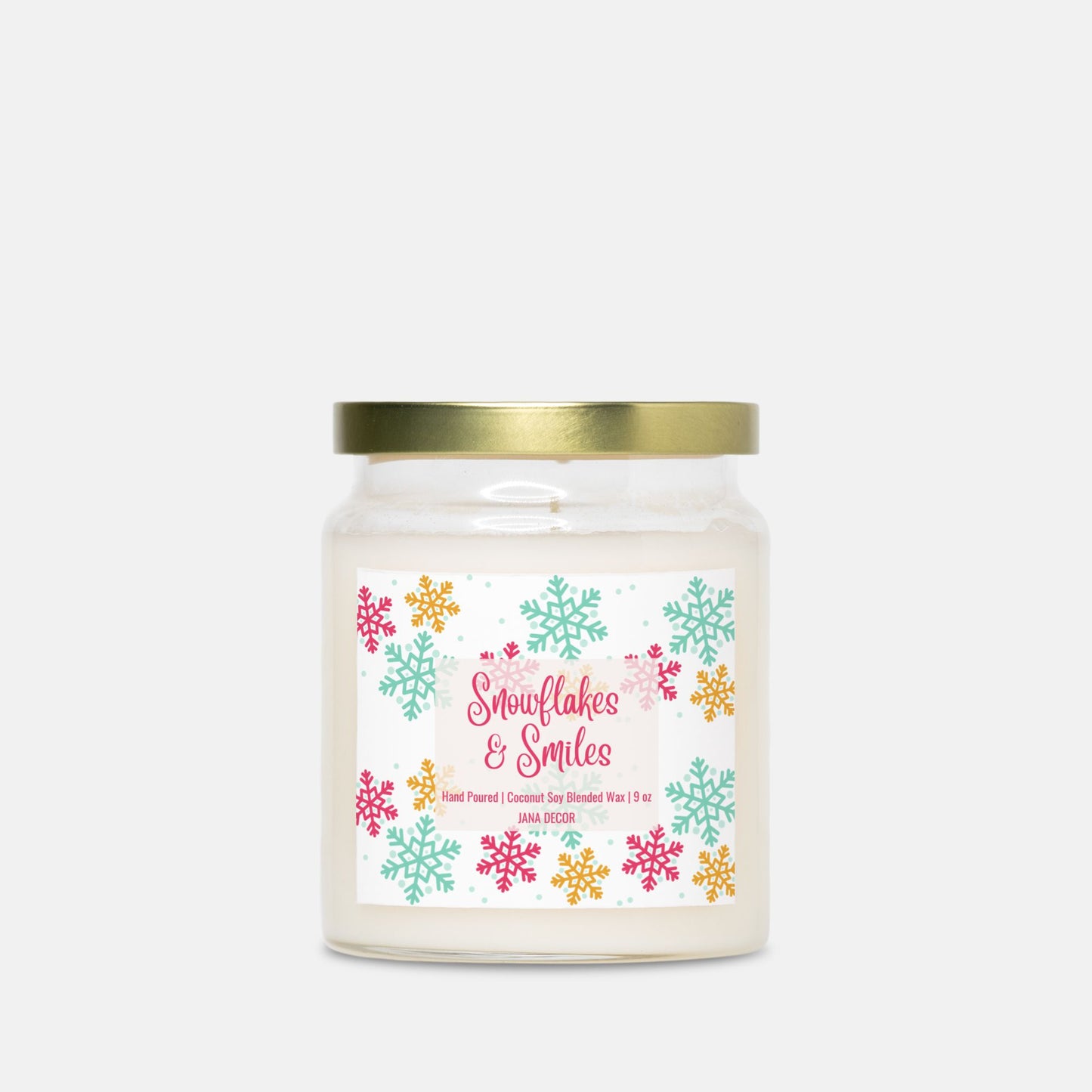 Snowflakes & Smiles Christmas Candle - Apothecary Jar 9oz