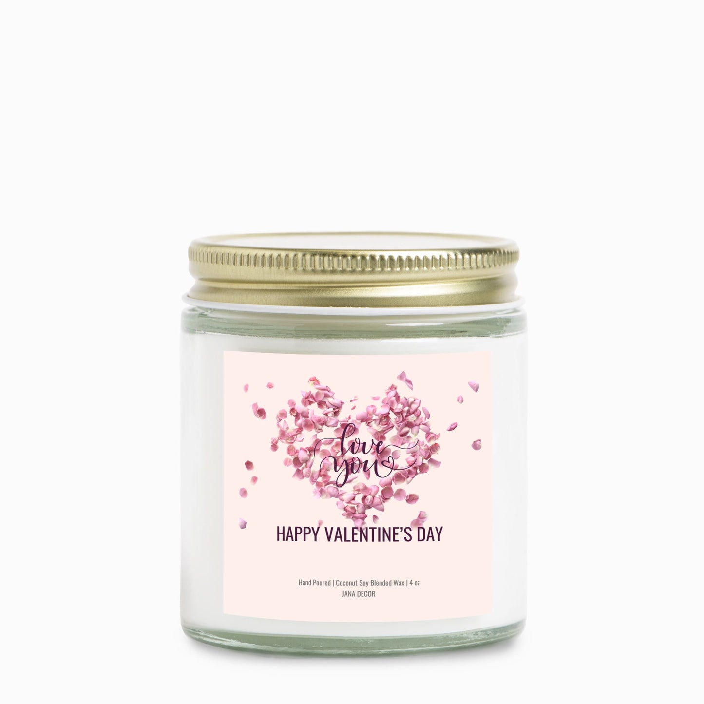 Happy Valentine's Day Clear Jar 4oz Candle