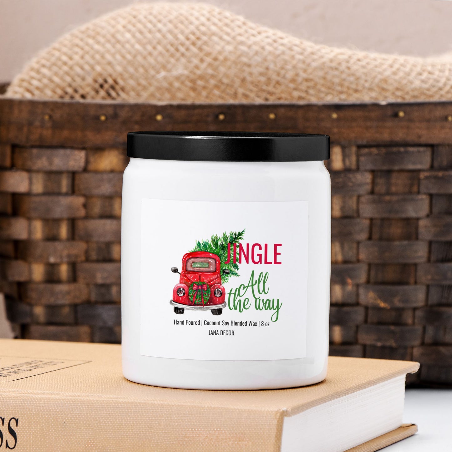 Jingle All the Way - White Ceramic Jar Candle 8oz