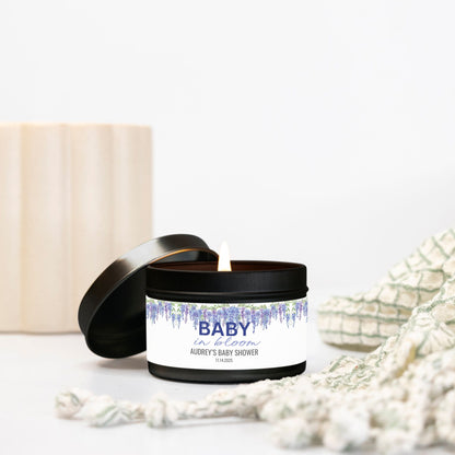 Personalized Spring Themed Baby Shower Candle Favors - Tin 4oz