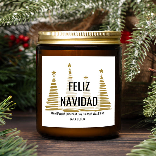 Feliz Navidad Candle - Amber Jar 9oz