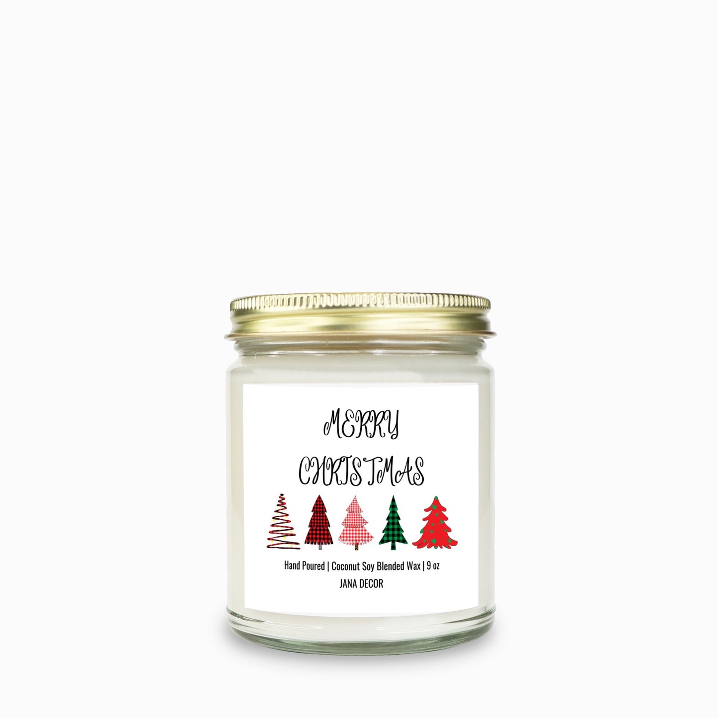 Merry Christmas Card Candle - Clear Jar 9oz