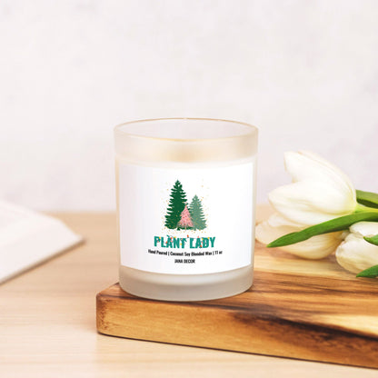 Plant Lady - Frosted Glass Christmas Candle (Hand Poured 11 oz)