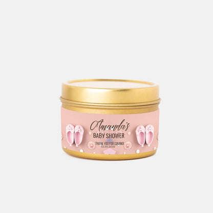 Personalized Baby Girl Shoes Baby Shower Candle Favors - Tin 4oz