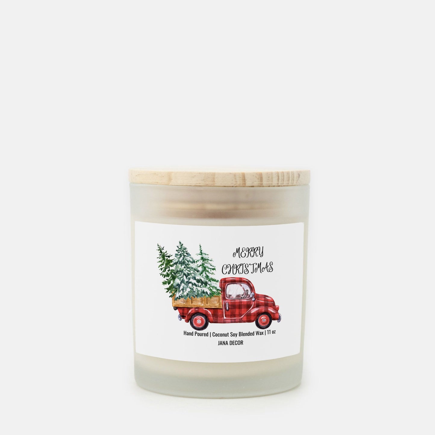 Merry Christmas - Frosted Glass Candle (Hand Poured 11 oz)