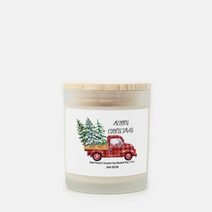 Merry Christmas - Frosted Glass Candle (Hand Poured 11 oz)