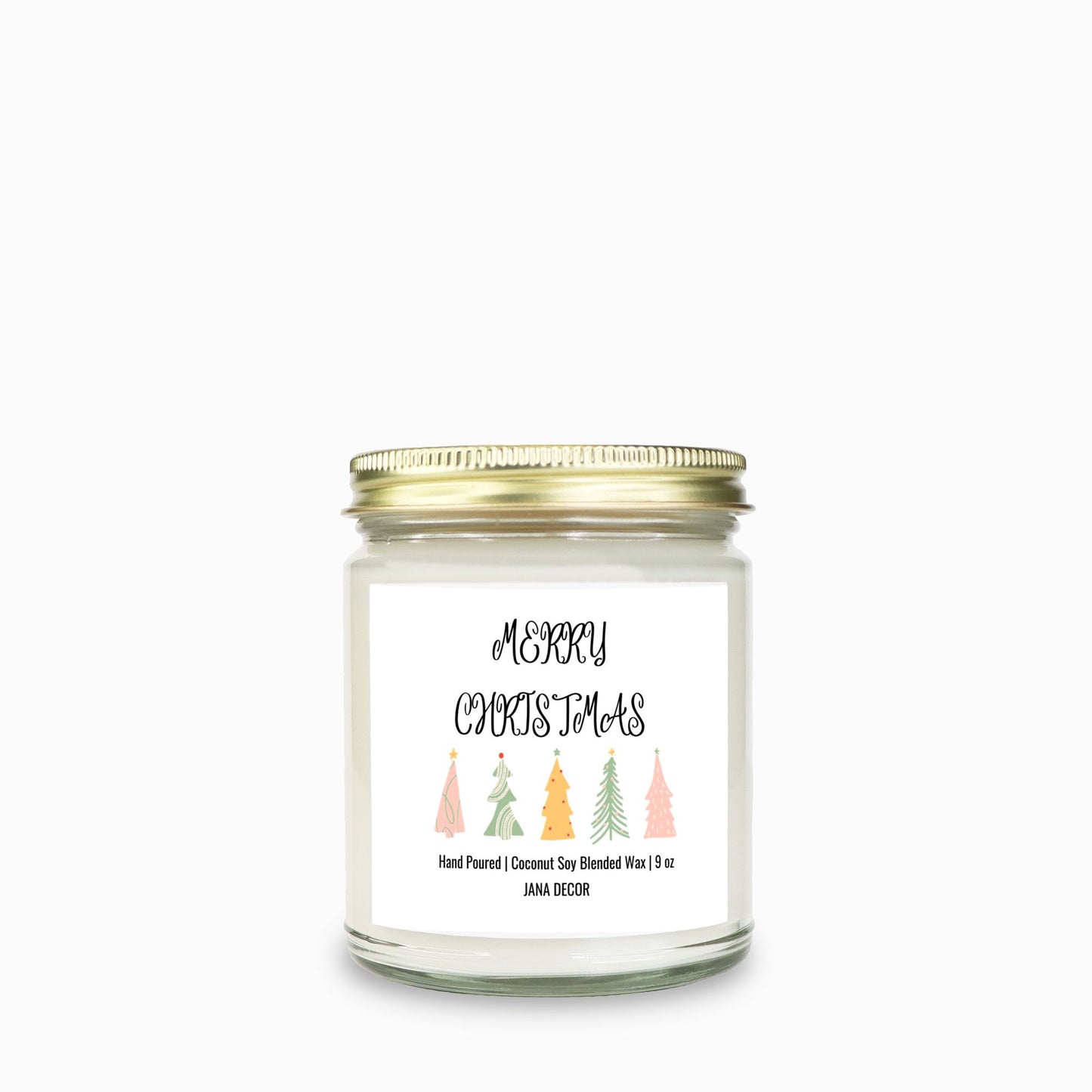 Merry Christmas Card Candle - Clear Jar 9oz