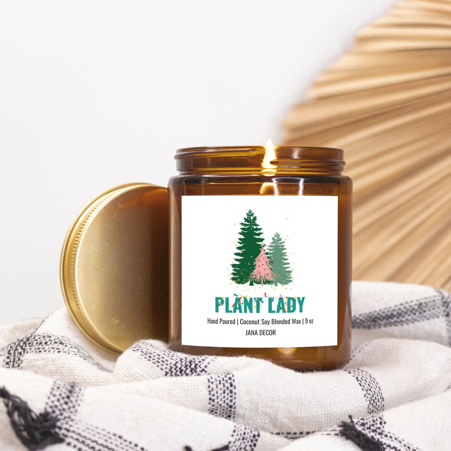 Plant Lady Christmas Candle - Amber Jar 9oz