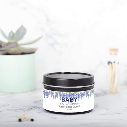 Personalized Spring Themed Baby Shower Candle Favors - Tin 4oz