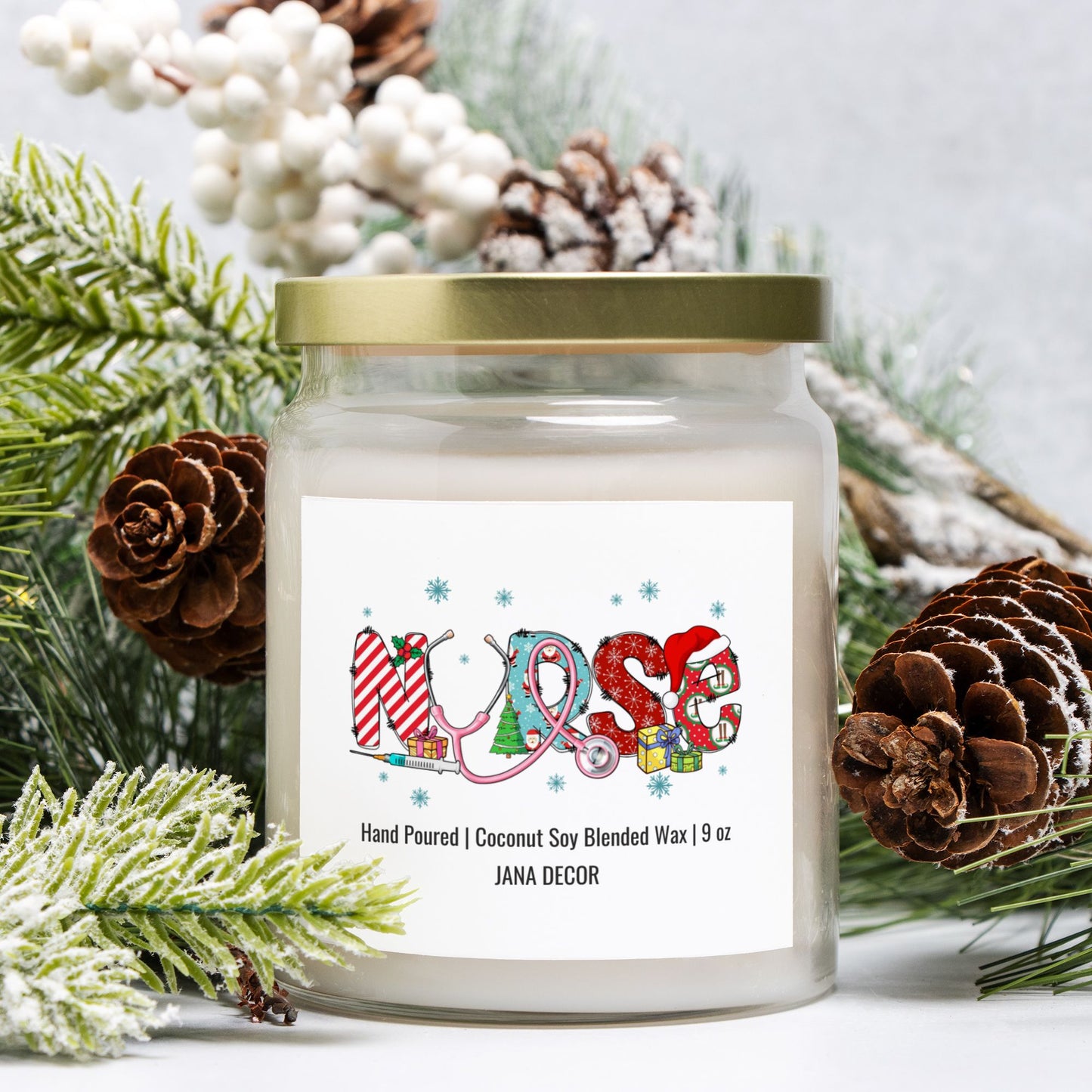 Nurse Christmas Candle - Apothecary Jar 9oz