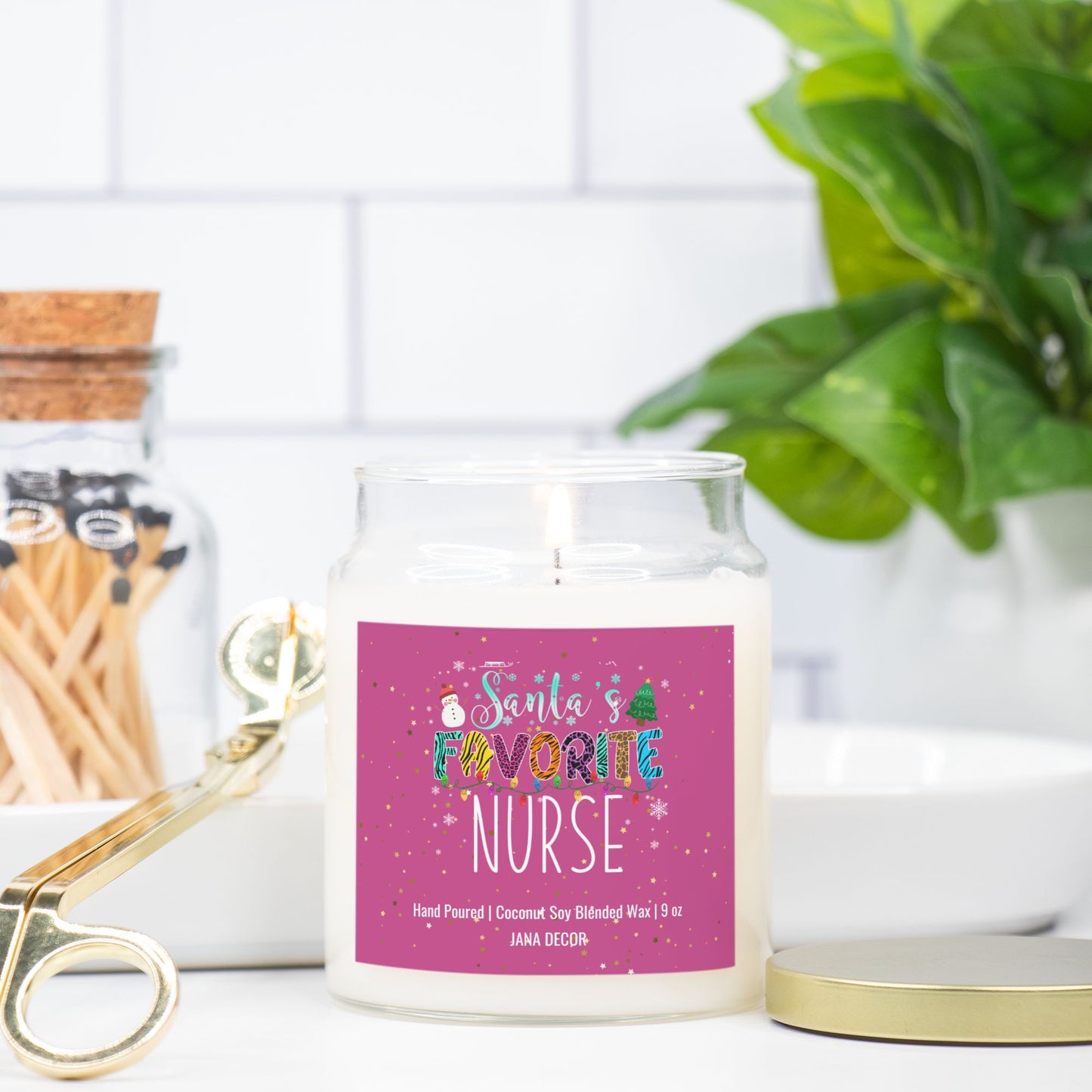 Santa's Favorite Nurse Candle - Apothecary Jar 9oz