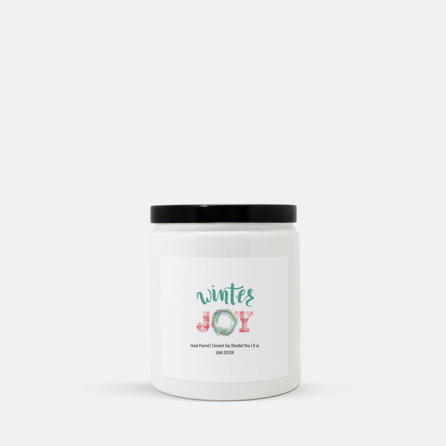 Winter Joy - White Ceramic Jar Christmas Candle 8oz