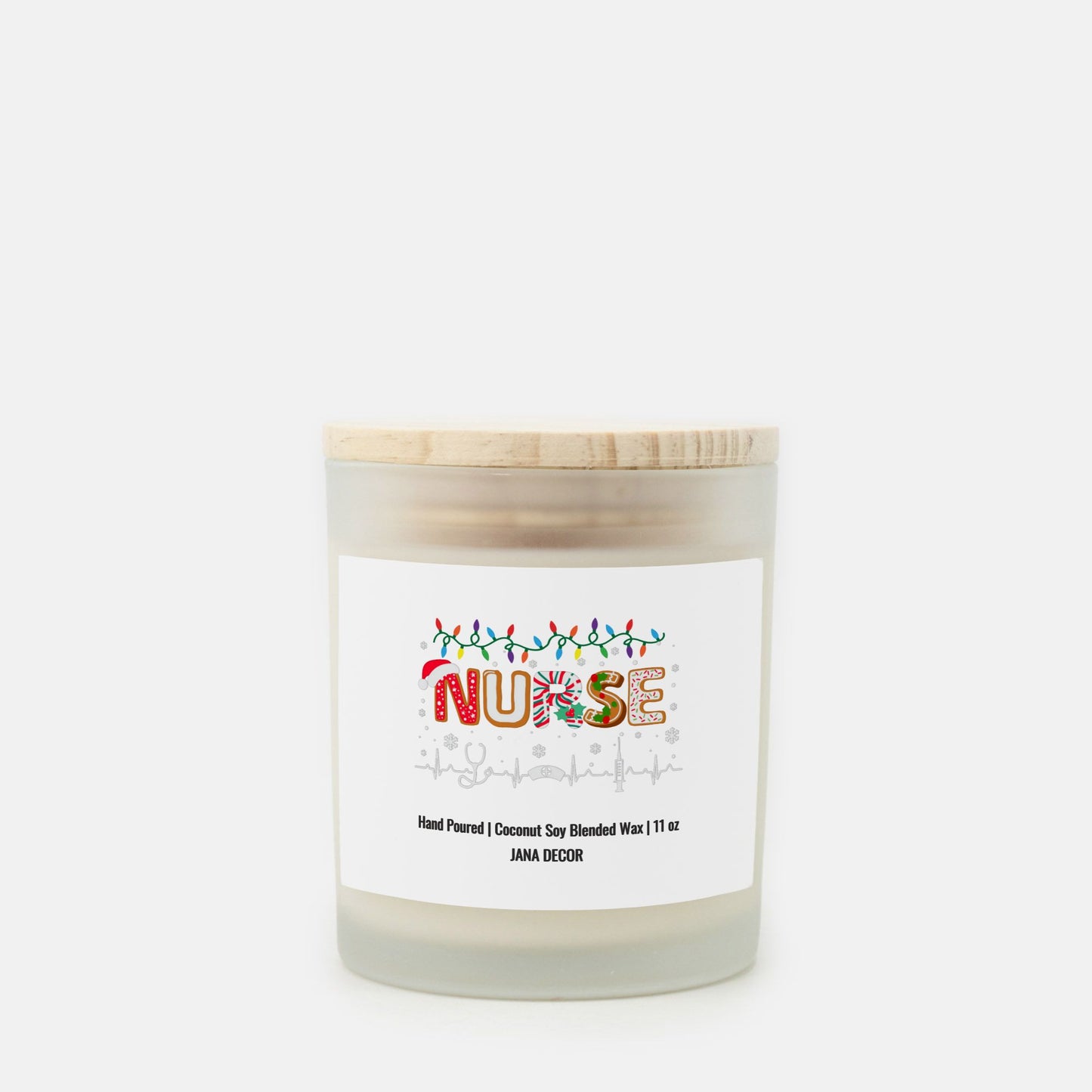 Nurse - Frosted Glass Christmas Candle (Hand Poured 11 oz)