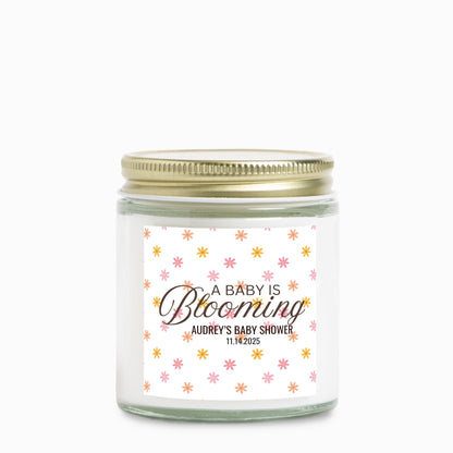 Personalized Daisy Theme Baby Shower Candle Favors - Clear Glass Jar 4oz