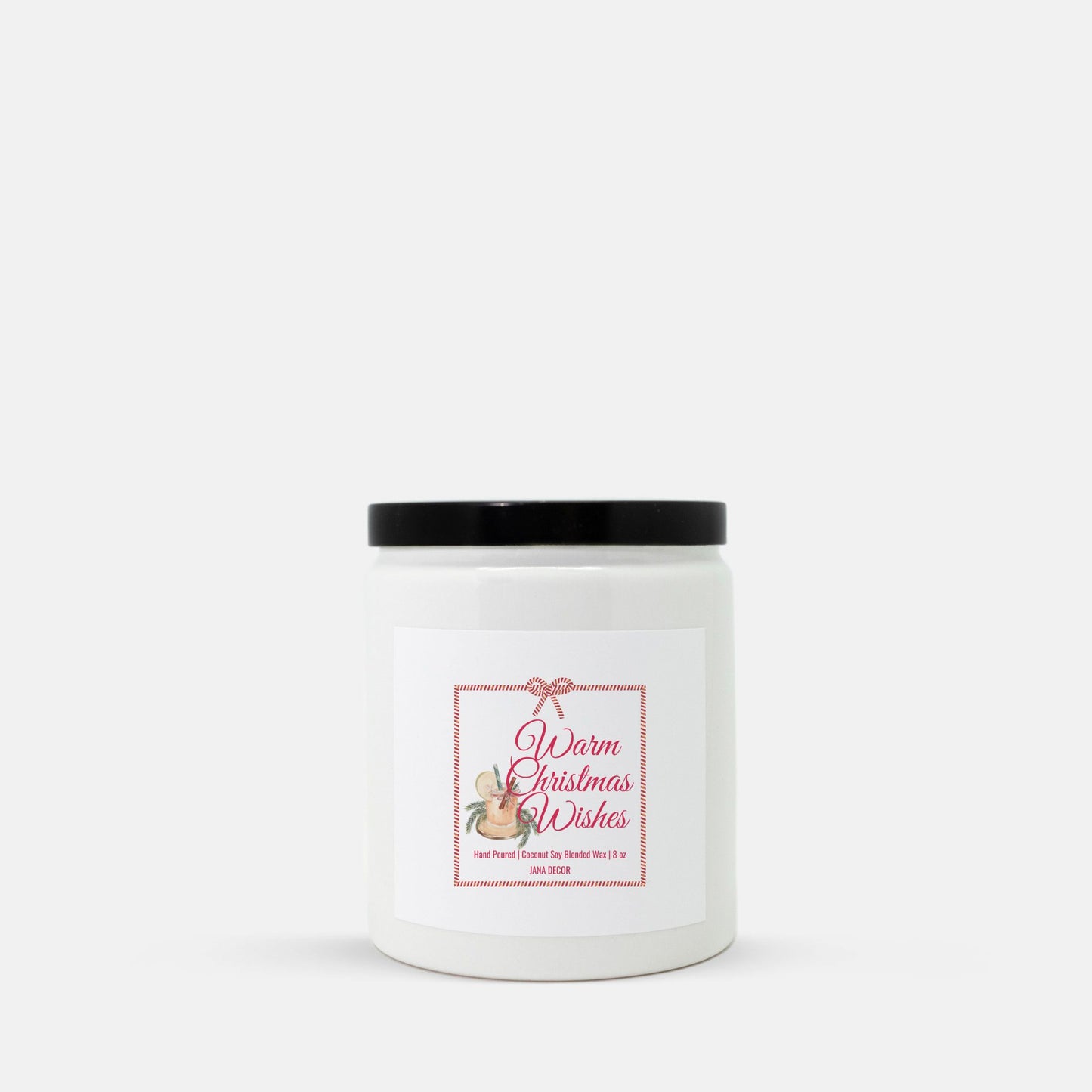 Warm Christmas Wishes - White Ceramic Jar Candle 8oz