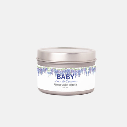 Personalized Spring Themed Baby Shower Candle Favors - Tin 4oz