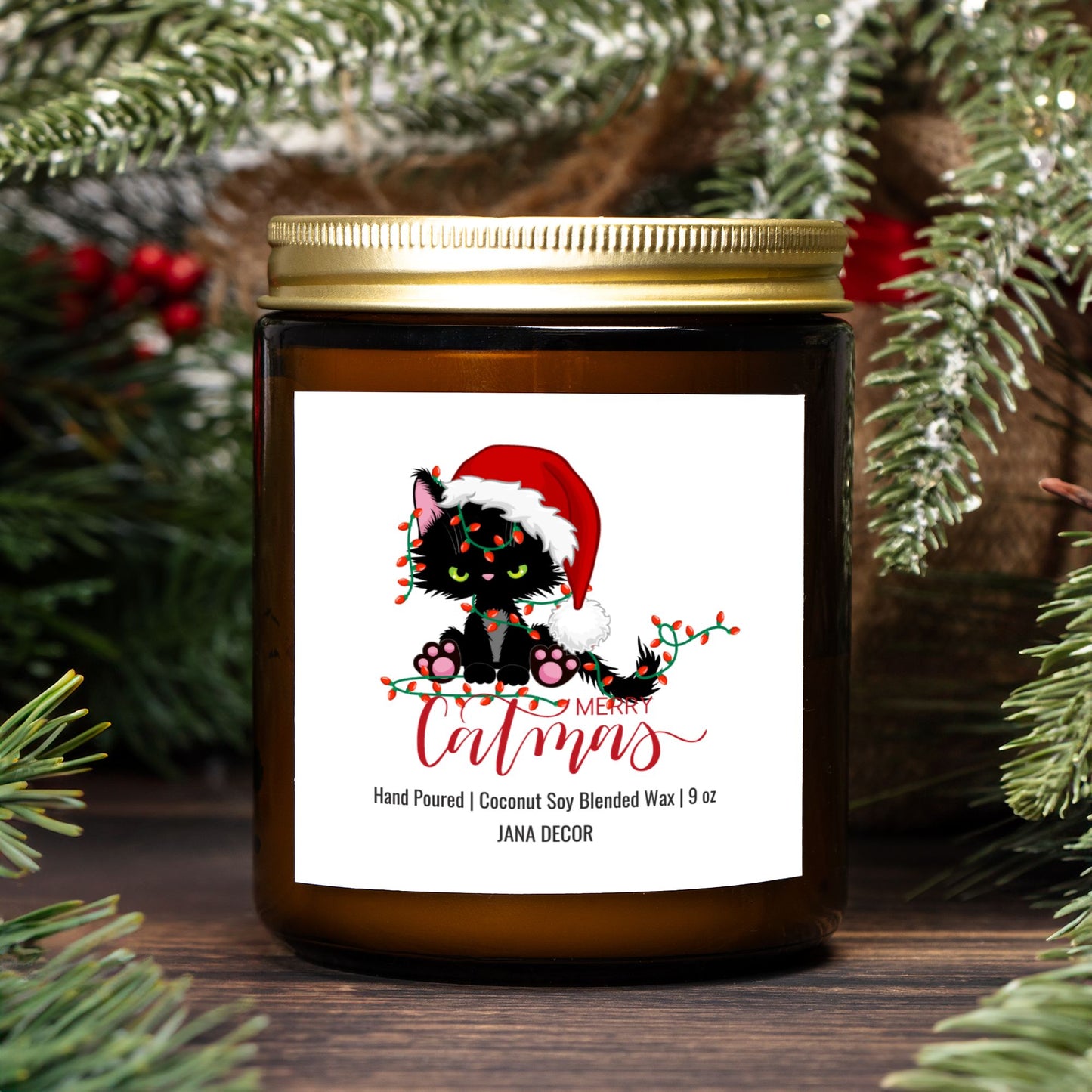 Merry Catmas Candle - Amber Jar 9oz