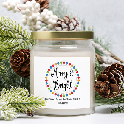 Merry & Bright Christmas Candle - Apothecary Jar 9oz