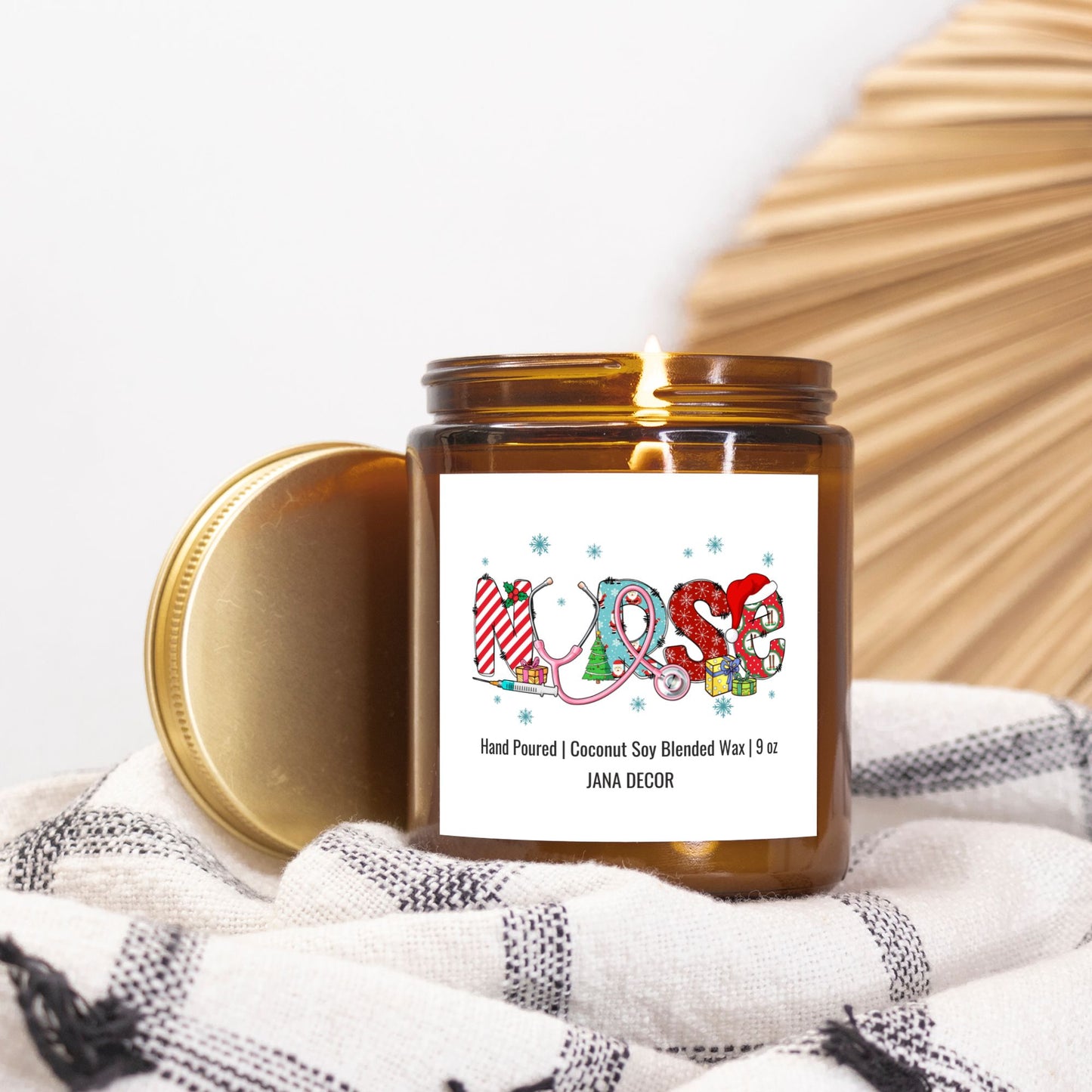 Nurse Christmas Candle - Amber Jar 9oz