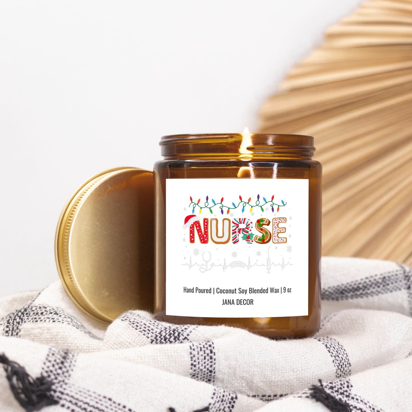 Nurse Christmas Candle - Amber Jar 9oz