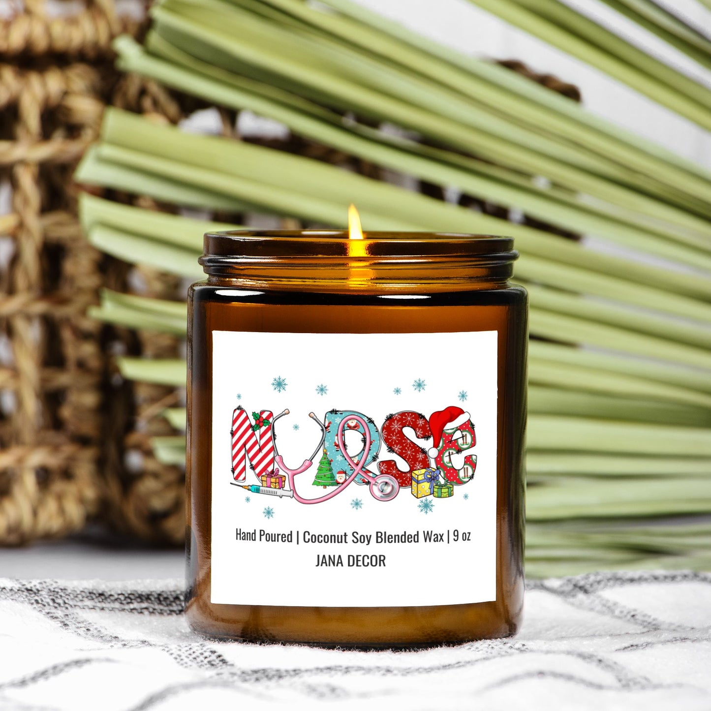 Nurse Christmas Candle - Amber Jar 9oz