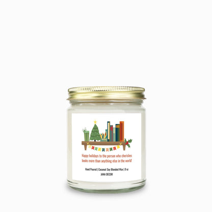 Happy Holidays to a Book Lover - Candle Clear Jar 9oz