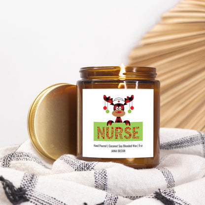 Nurse Christmas Candle - Amber Jar 9oz