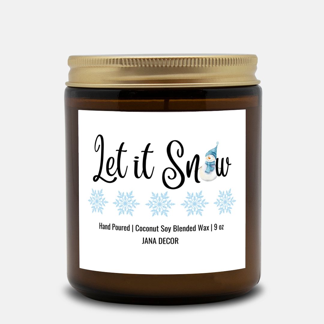 Let it Snow Christmas Candle - Amber Jar 9oz