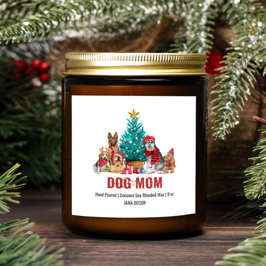 Dog Mom Christmas Candle - Amber Jar 9oz