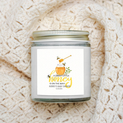 Personalized Little Honey On The Way Baby Shower Candle Favors - Clear Glass Jar 4oz