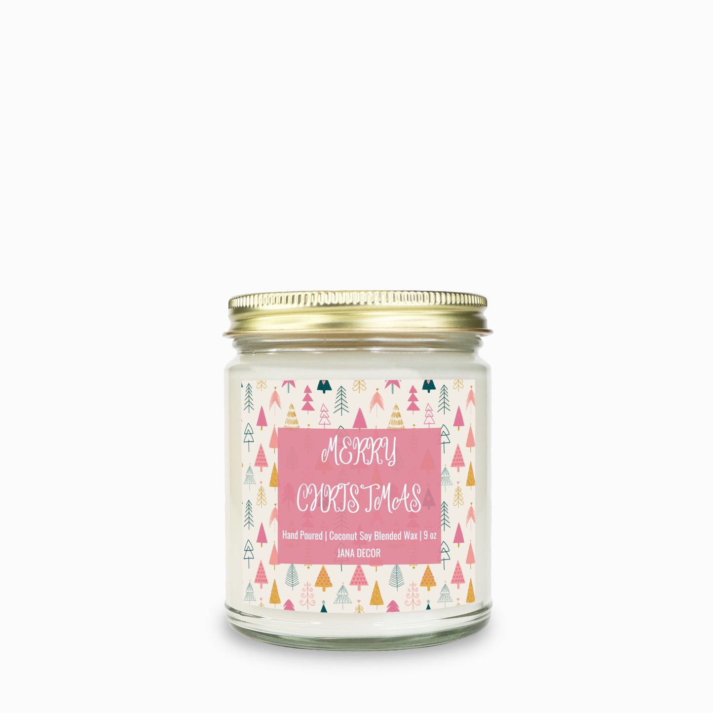 Merry Christmas Card Candle - Clear Jar 9oz