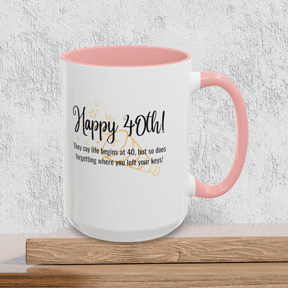 Happy 40th Birthday - Accent Ceramic Coffee Mug