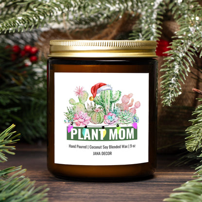 Plant Mom Christmas Candle - Amber Jar 9oz