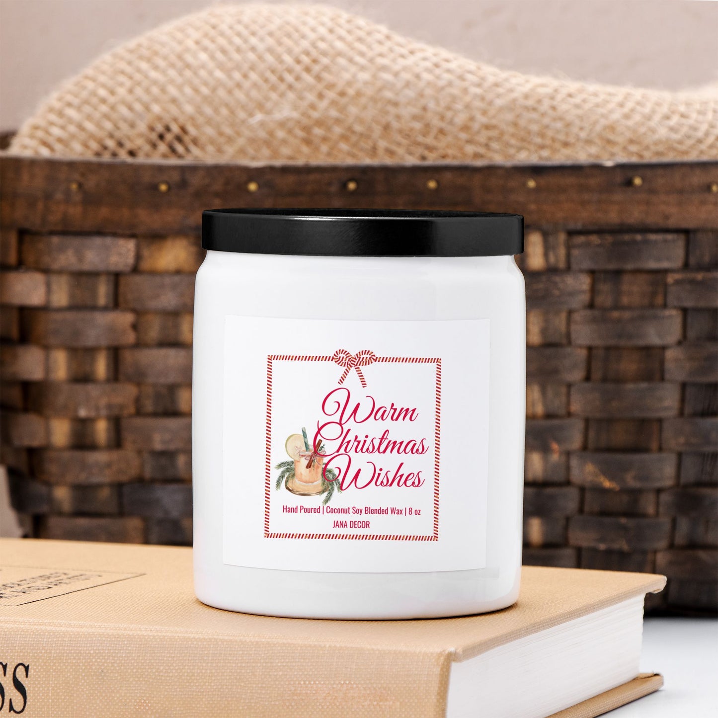 Warm Christmas Wishes - White Ceramic Jar Candle 8oz