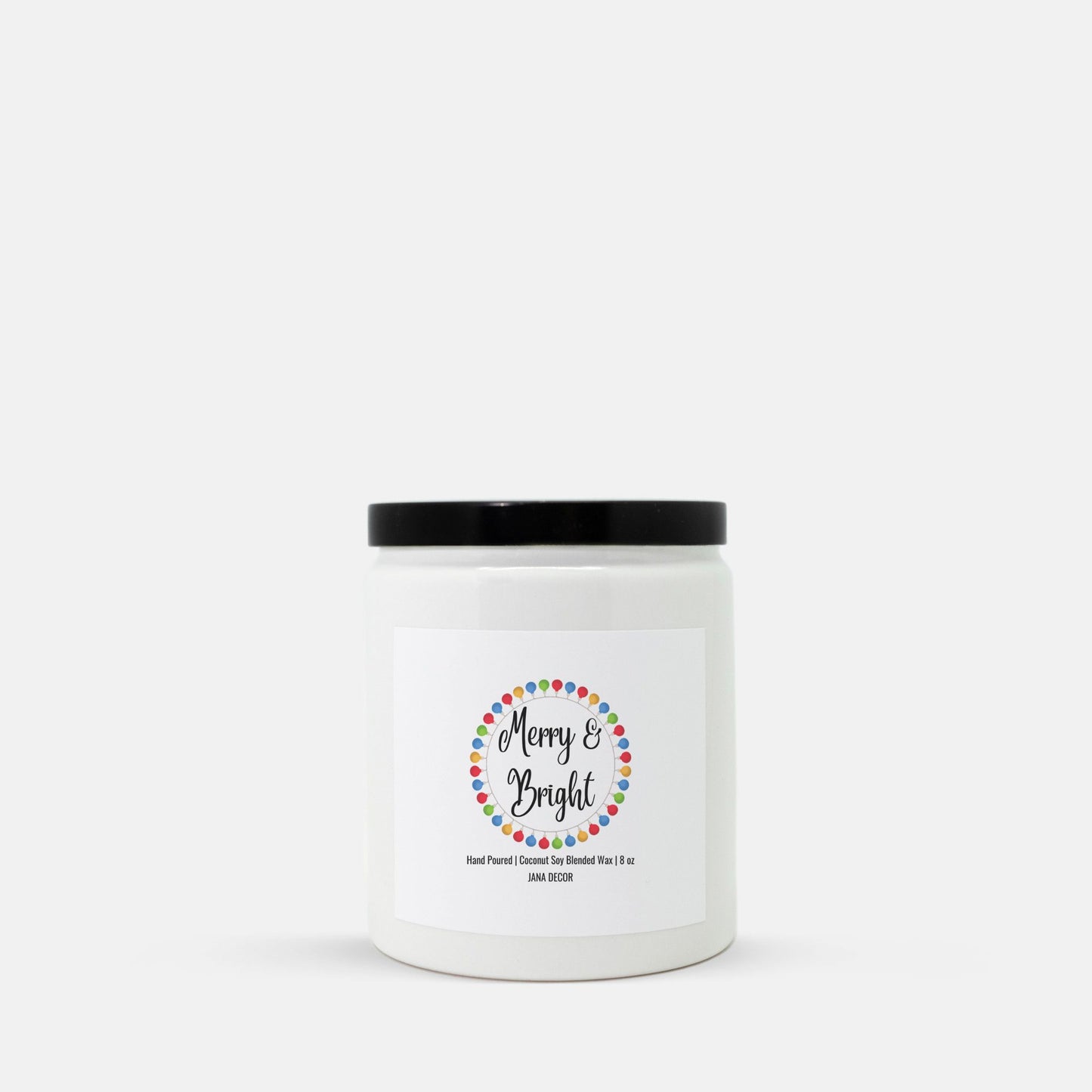 Merry & Bright - White Ceramic Jar Christmas Candle 8oz