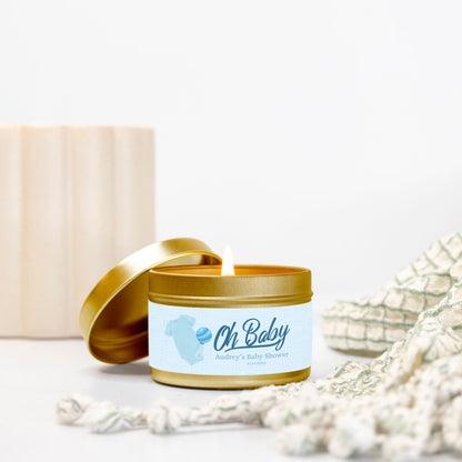 Personalized Oh Baby Shower Candle Favors - Tin 4oz