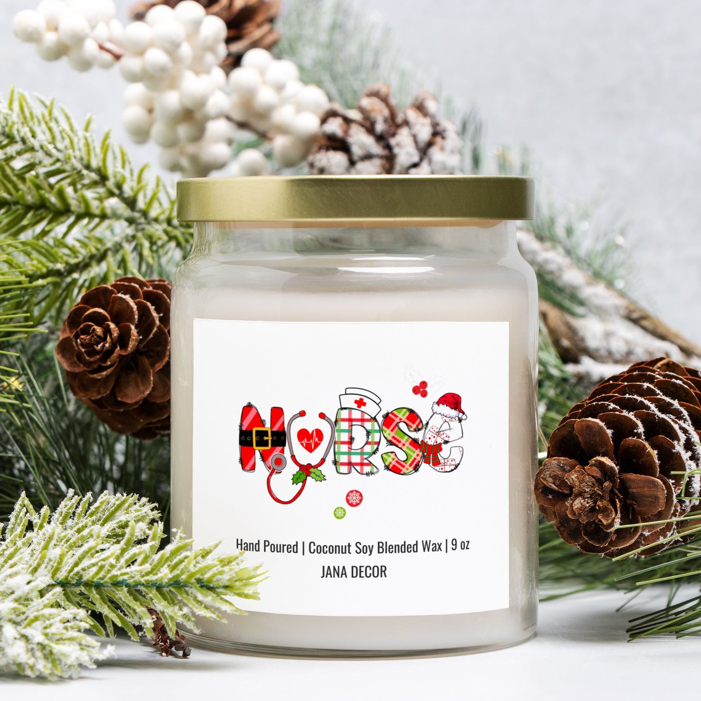 Nurse Christmas Candle - Apothecary Jar 9oz